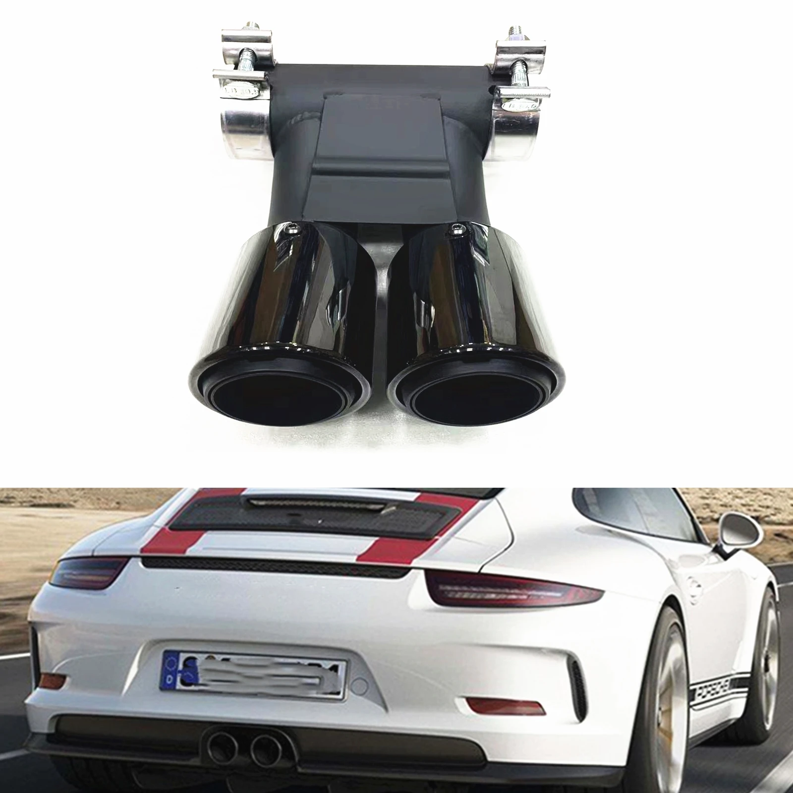 

1pcs Rear Exhaust Pipe Muffler Tips For Porsche Boxster Cayman 718 987 2008-2015 C012 Titanium Black