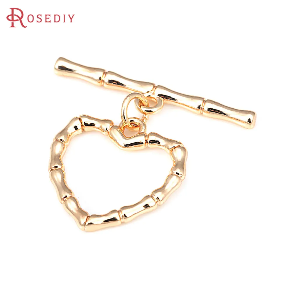 18K Goudkleur Messing Ronde Vorm Hart O Toggle Gespen Armband Aansluiten Sluitingen Diy Sieraden Maken Benodigdheden Accessoires Voor Vrouwen