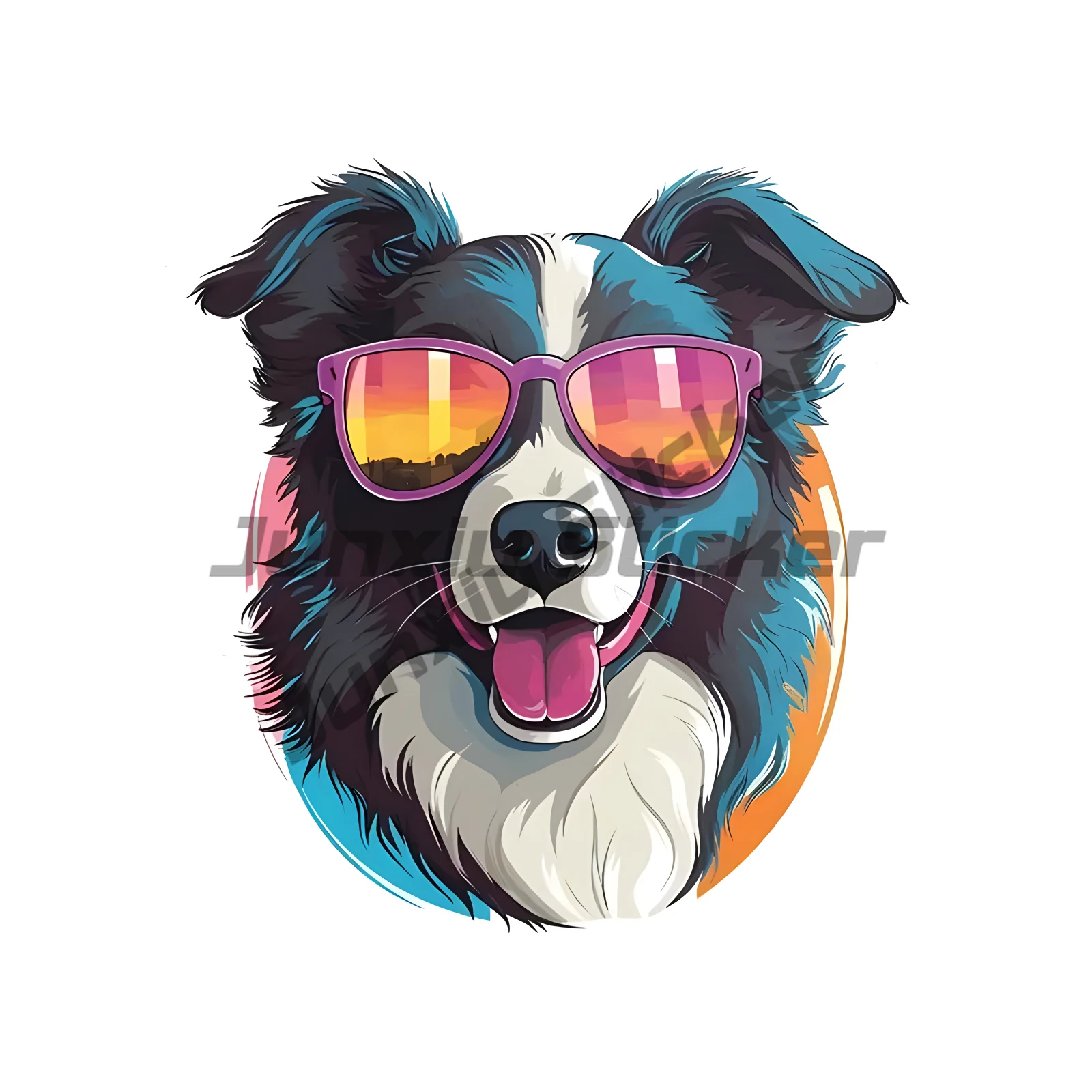 Cool Border Collie Dog Creative Vinyl Waterproof Sticker Decal for Car, Laptop, Wall Window, Bumper Sticker