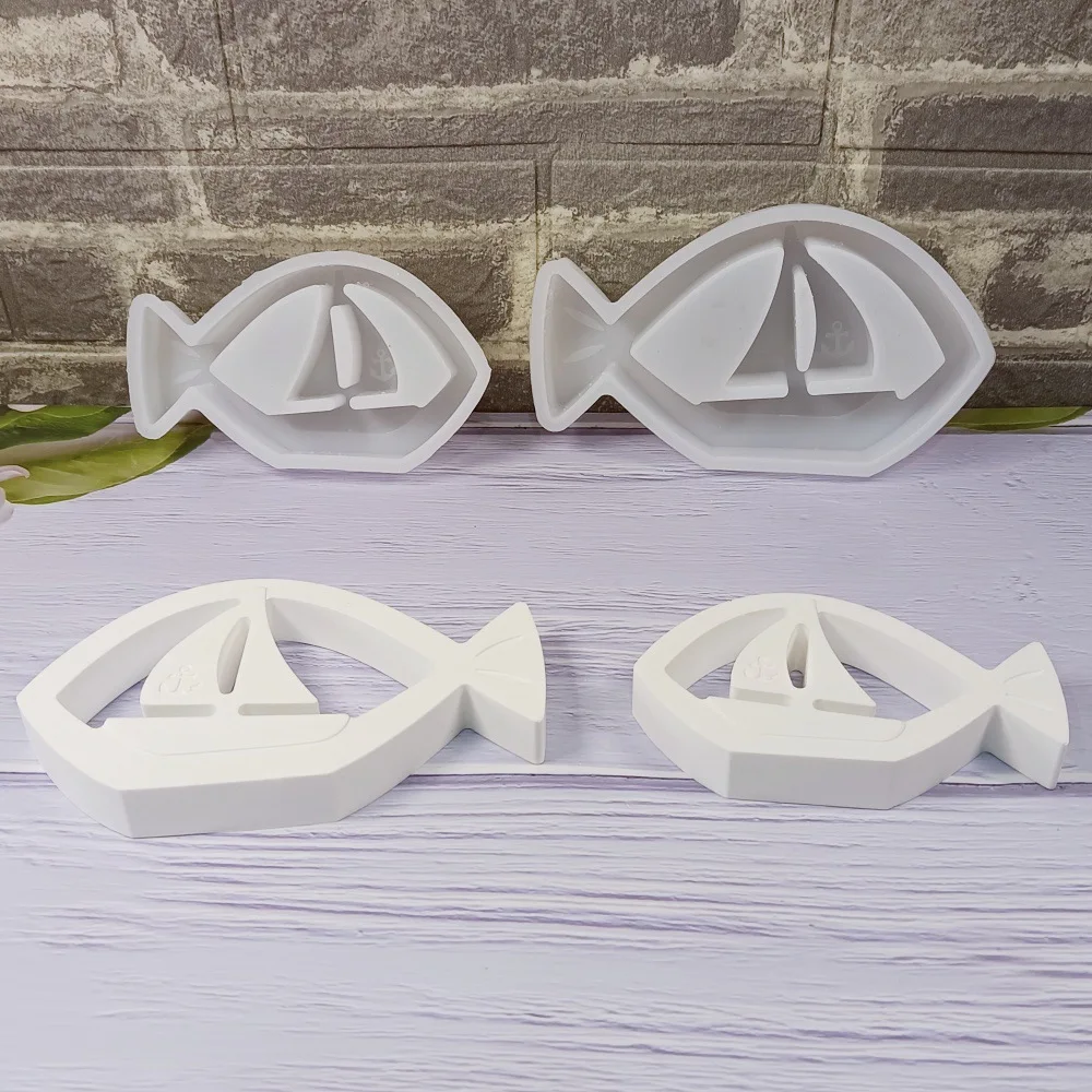 

DIY Fish-Sailboat Combination Mold Set - Cement Gypsum & Silicone Molds for Creative Home Decoration