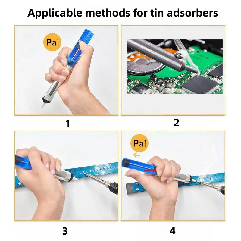 Aluminum Metal Desoldering Pump Manual suction Tin Gun Soldering Sucker Pen Removal Vacuum Soldering Iron Desolder Welding Tools