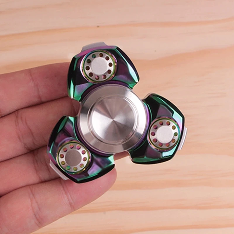 Senior Óxido De Alumínio Metal Fidget Spinner Aço Inoxidável Brass Plating Diamante Polimento 606 Mudo Rolamento Finger Fidget Gyro