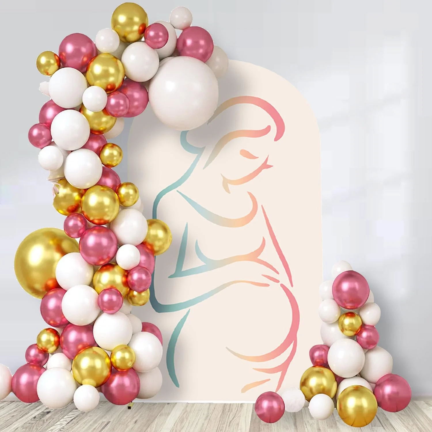 المرأة الحامل صورة ظلية غطاء قوس صورة خلفية استحمام الطفل على الوجهين التصوير خلفية غطاء استوديو الصور