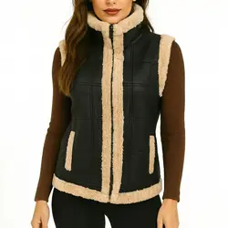 Real Sheep Leather One Fur Vest Waistcoat Men Man With Fur Lining Classic Unisex B230823