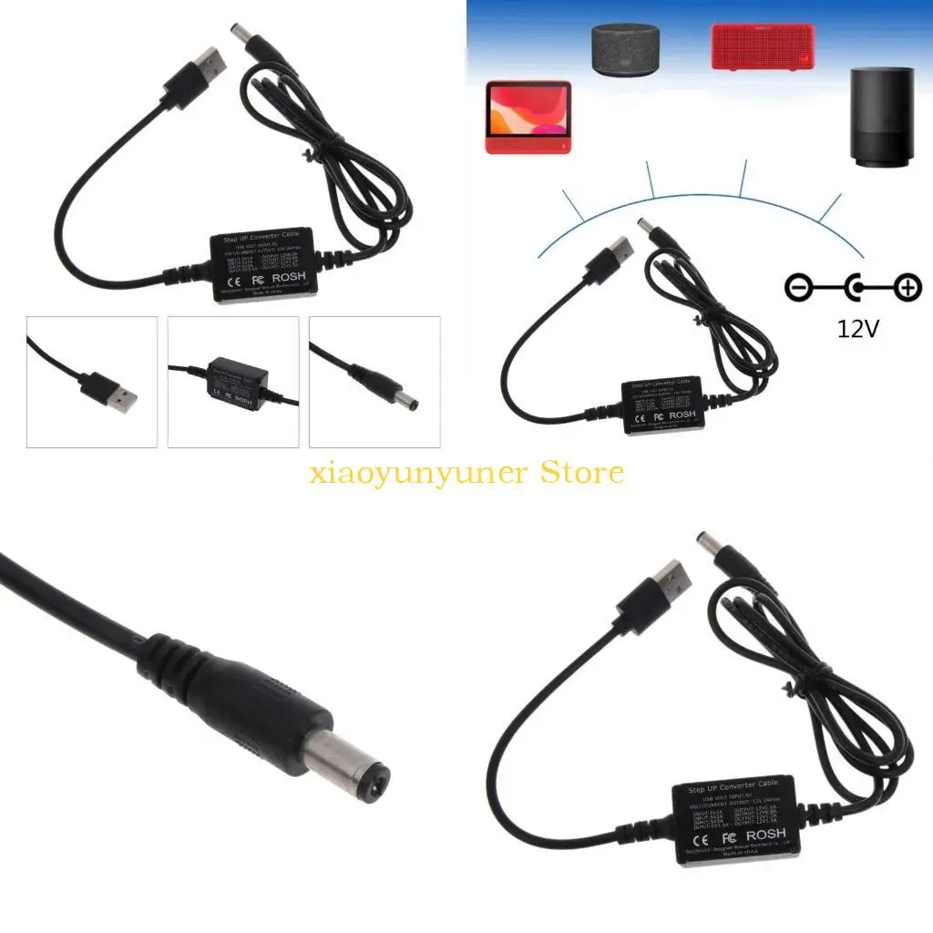 P9JB USB Step Up Converter Cable USB to DC5.5x2.1mm Power Regulator Charging Cable Cord 5V to 12V Charging Cable