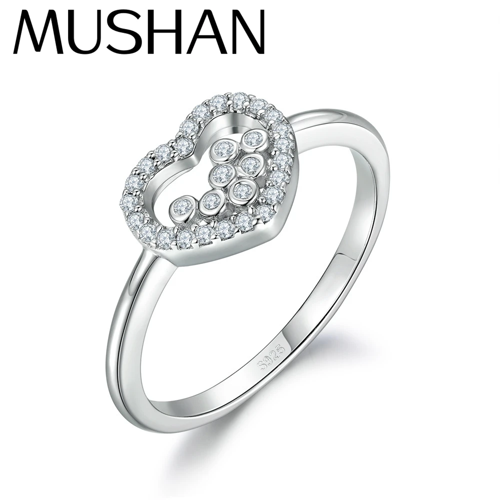 

MuShan Brand Jewelry 925 Sterling Silver Ring Zircon 5A Grade Pear Engagement for Wife 18K Rose Gold Plated Fine Jewelry Rings