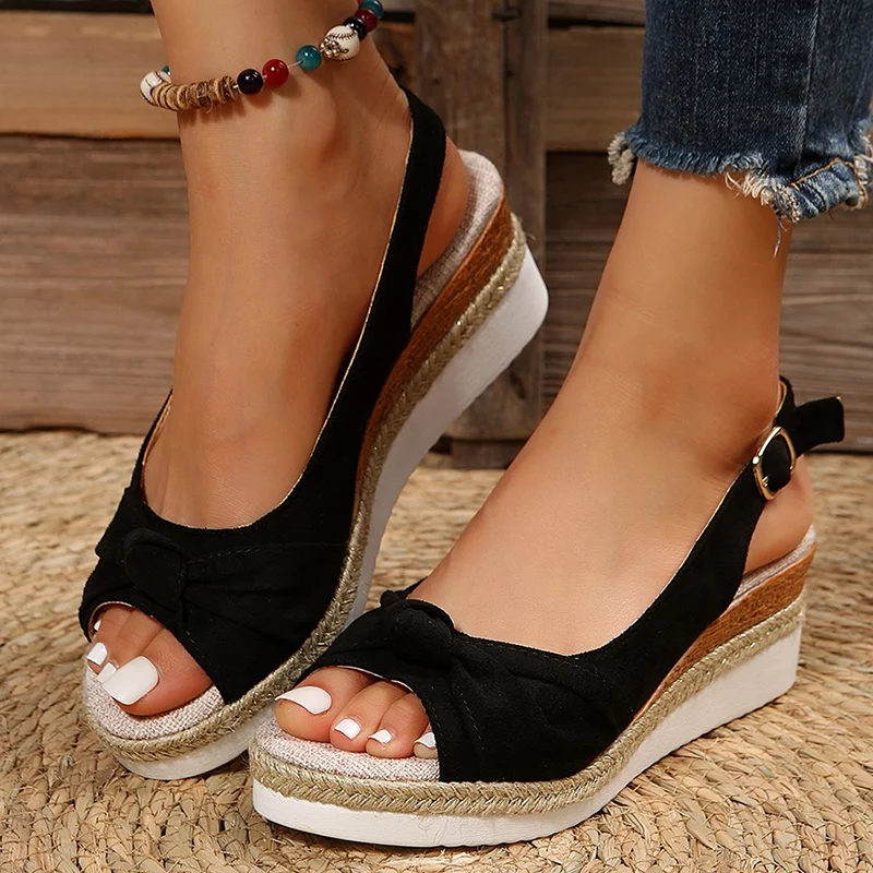 Women's Peep Toe Wedge Sandals Summer Lightweight Casual Platform Sandals Woman Non Slip Espadrilles Gladiator Shoes Plus Size