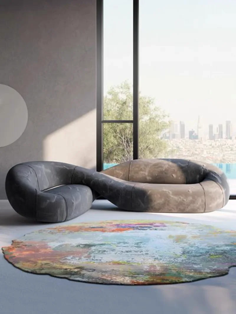 Italian designer is light and extravagant and creative arc corner special-shaped snake cloth sofa