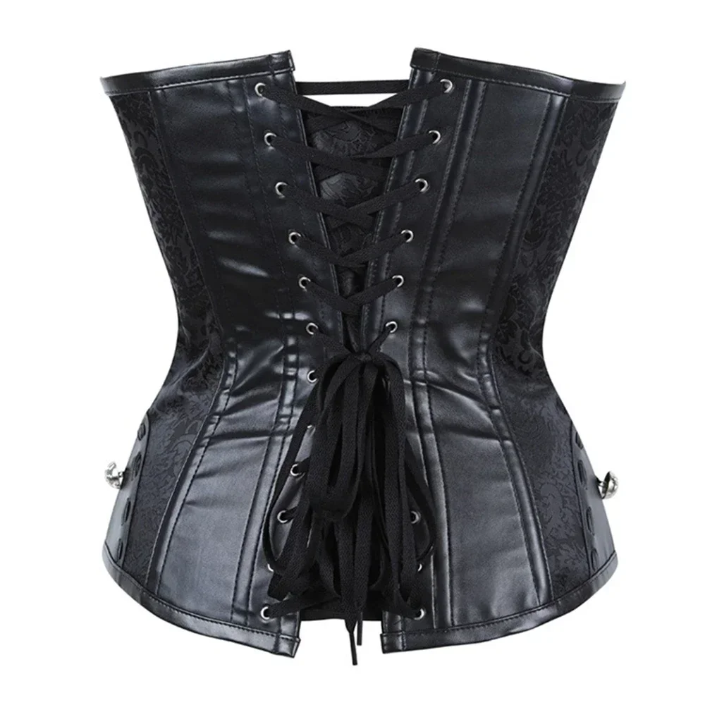 Steampunk Korsetts Bustiers Frauen Sexy Mieder Overbust Vintage Leder Korsett Outwear Plus Größe Halloween Kostüme