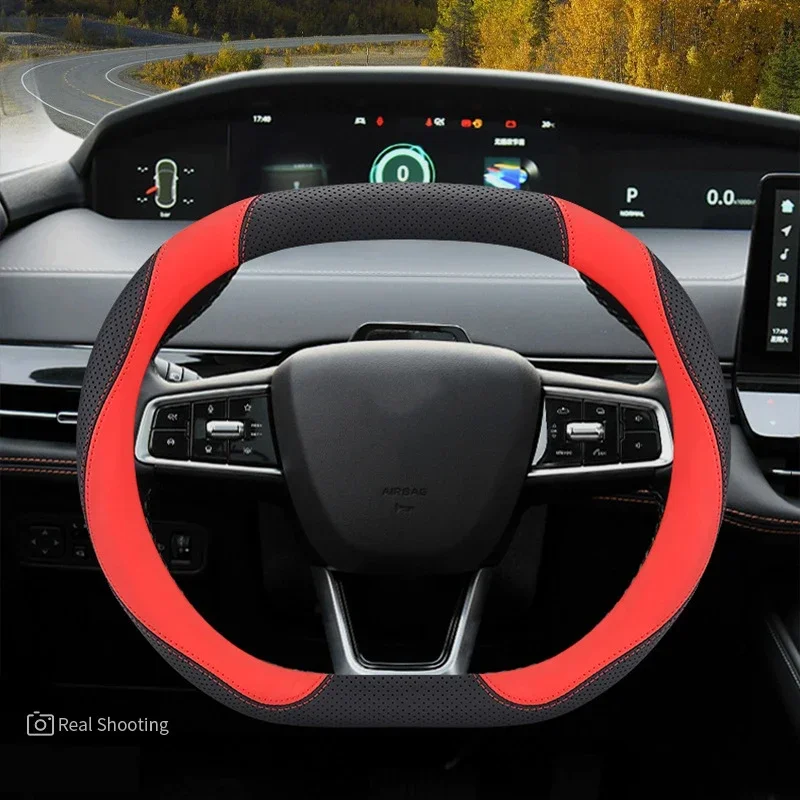 Woe Steering Wheel Cover For Changan Chana UNI-V CS55 Plus Braid Wrap Small Double D Type Interior Accessory Steerin