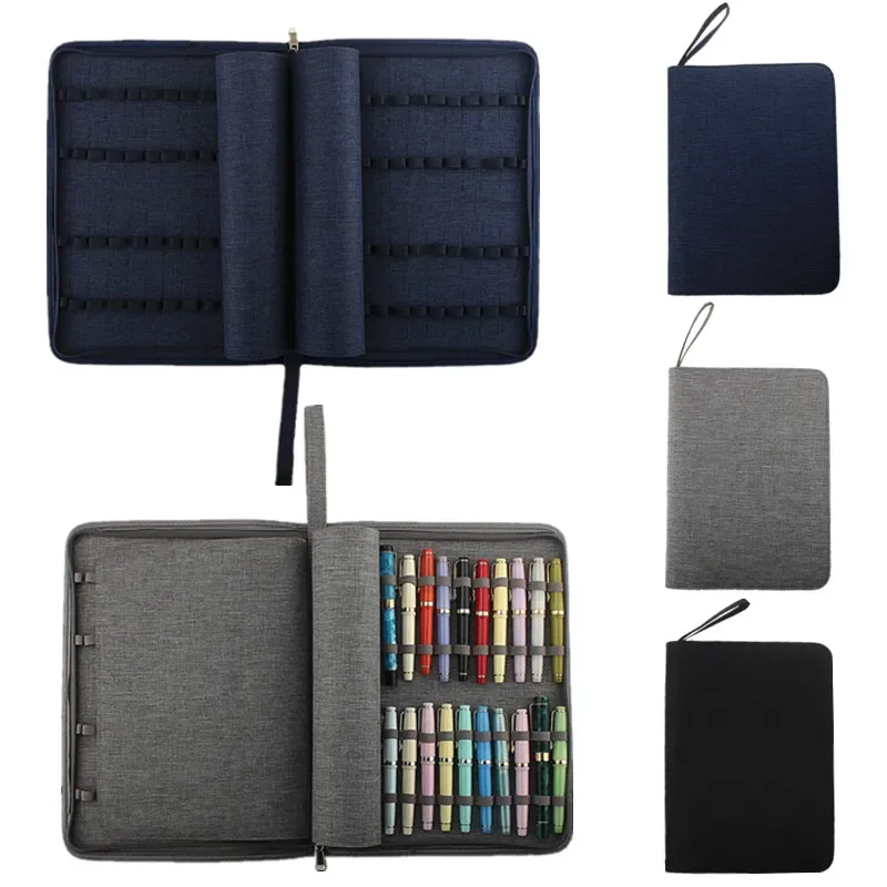 Hochwertige Aufbewahrungstasche für 48 Stifte, Reißverschluss, wasserdichte Stift-Aufbewahrungstasche, blau/schwarz, für Stiftetui, Halter, Aufbewahrungstasche für Bleistifte