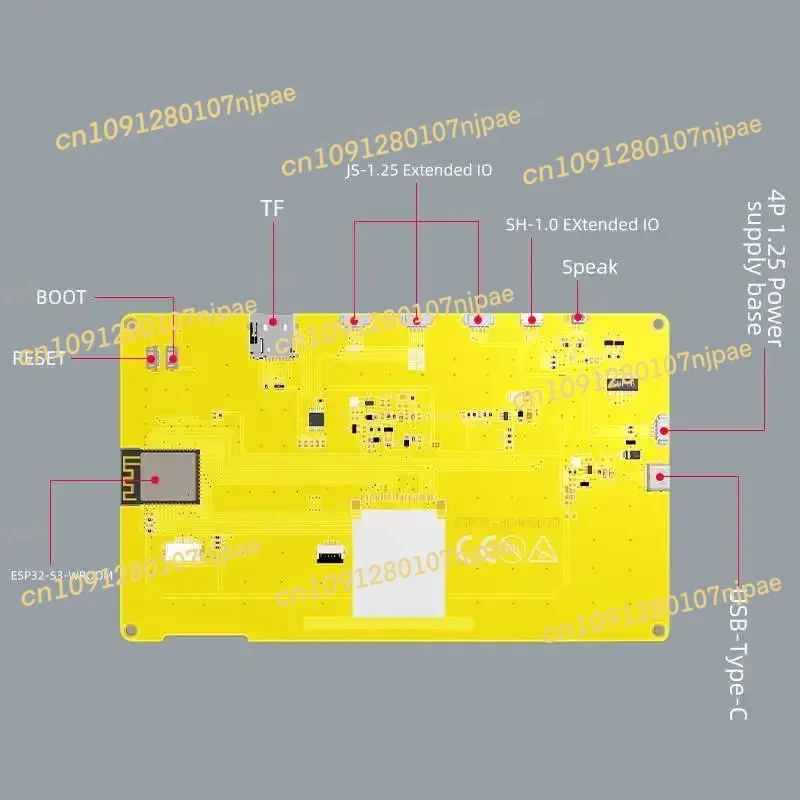 ESP32-S3 7.0 بوصة شاشة عرض ذكية RGB LCD TFT وحدة 7 "شاشة تعمل باللمس بالسعة 8M PSRAM 16M فلاش ESP32-8048S070C