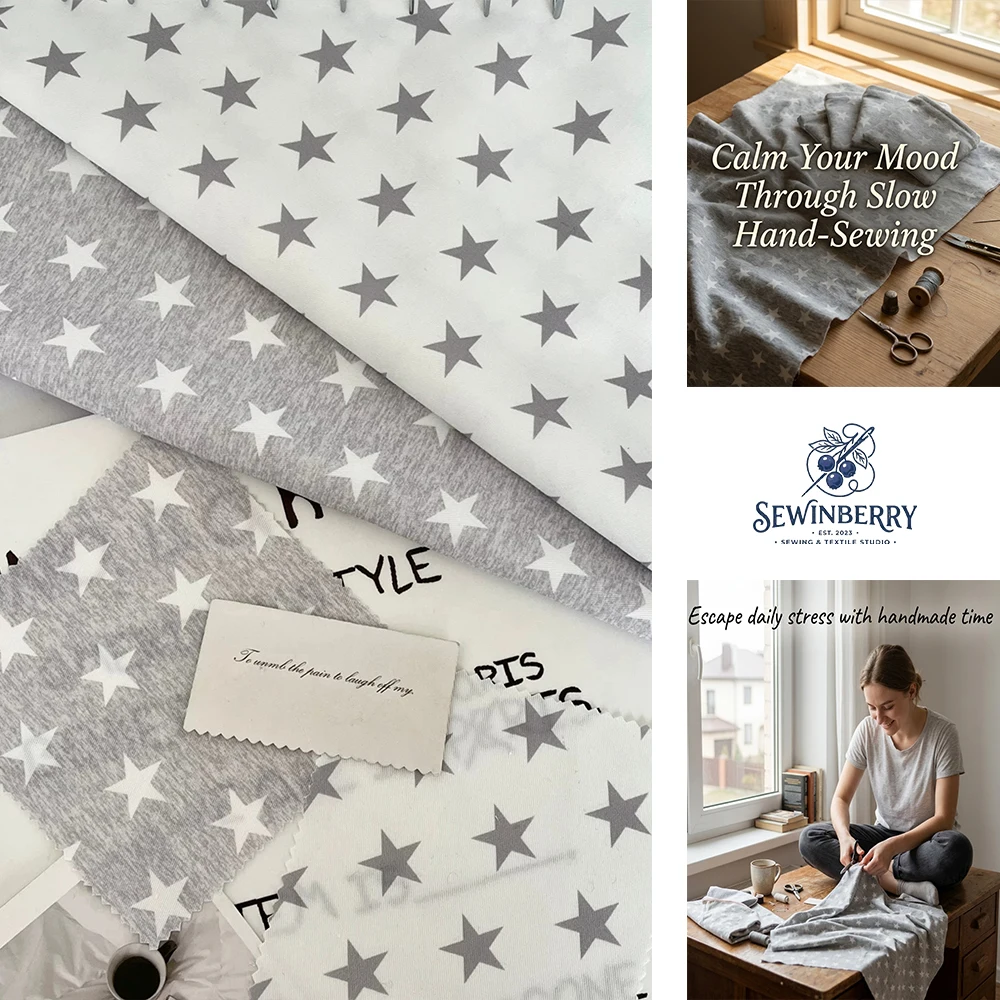 Minimal Star Print Cotton Fabric Stress-Relief DIY Sewing Material For Fat Quarter Patchwork Baby Clothing Home Crafts