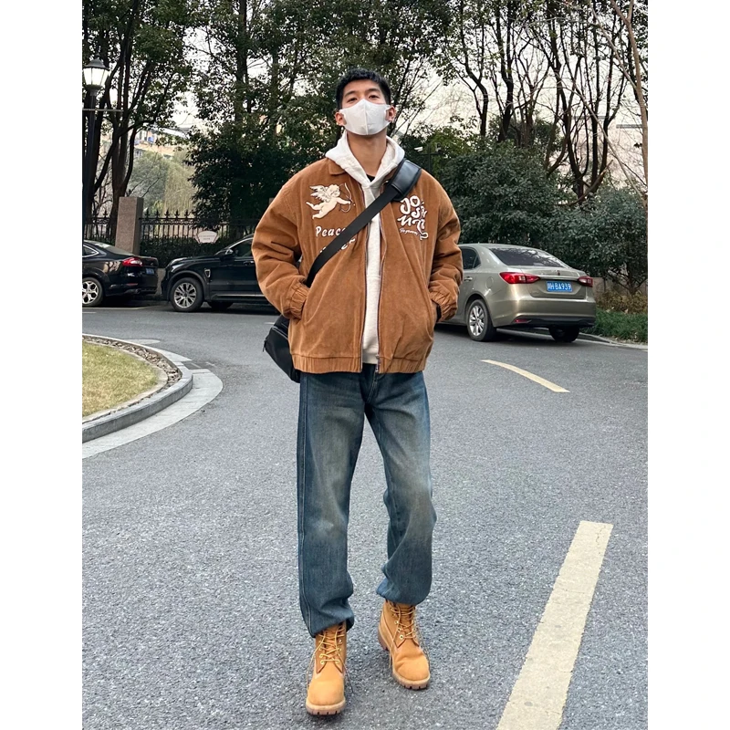 

Blue Waed Men's Jeans Spring Autumn Straight Leg High Street Sle Durable Straight Tube Pants for Teenagers And Young Adults