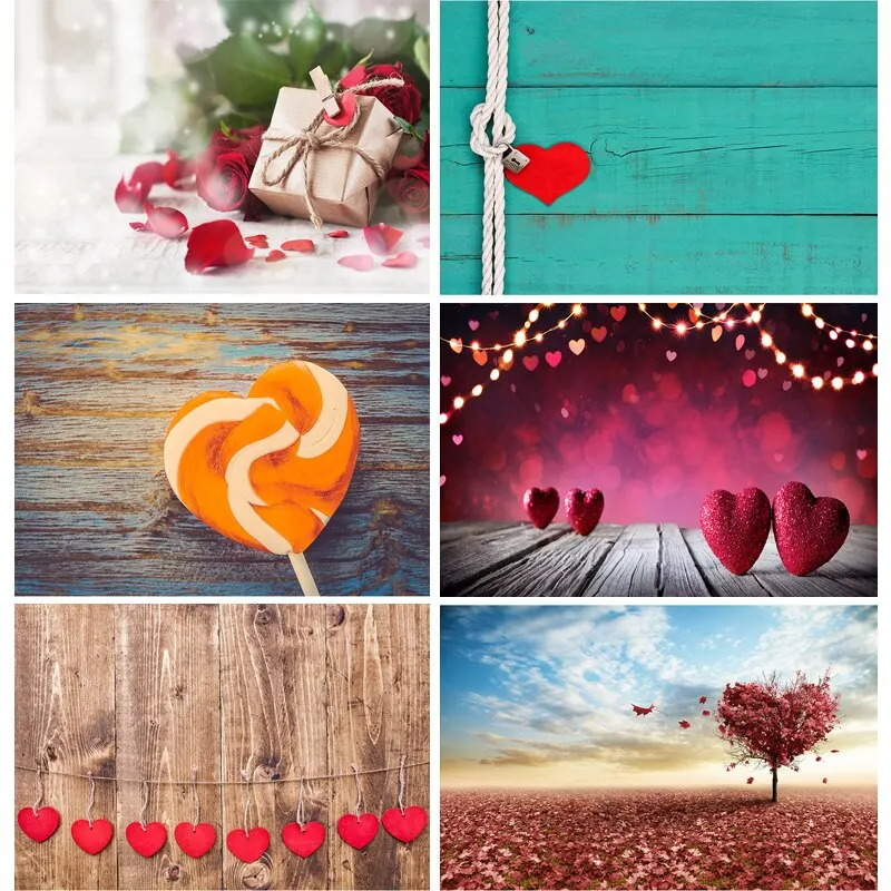 

SHUOZHIKE Art Fabric Valentine Day Photography Backdrops Prop Love Heart Rose Wooden Floor Photo Studio Background QRJJ-02