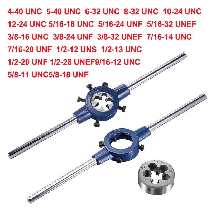 1 set Round Die Stock Handle Wrench Circular Die Handle 4-40 5-40 6-32 8-32 12-24 5/16-18 5/16-32 3/8-16 UNC Threading Tools