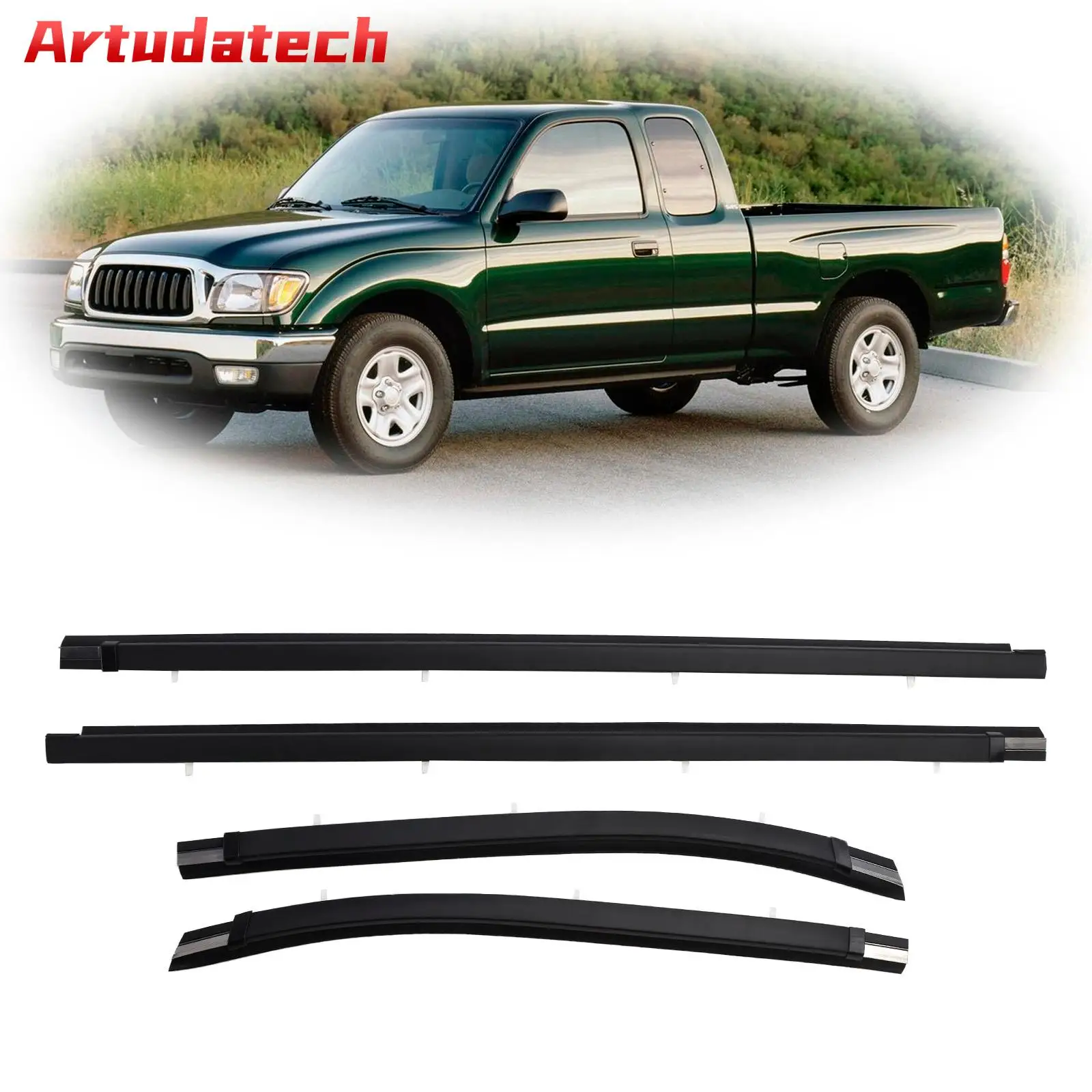 

Artudatech 4pcs Front Door Window Belt Weatherstrip For Toyota Tacoma 2000-2004