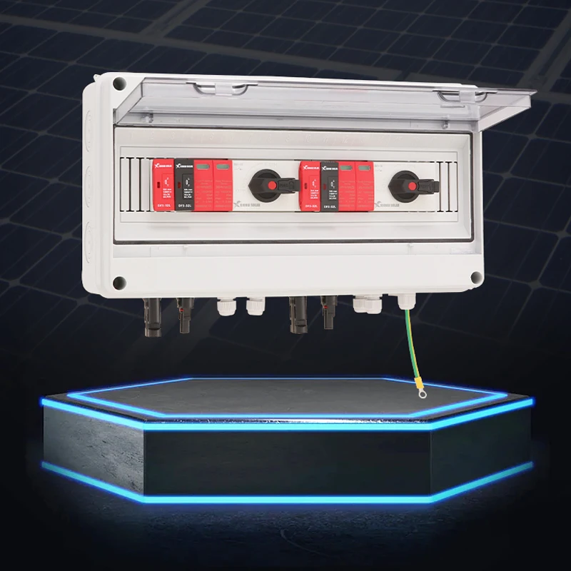 1000V 2 input 2 out Solar PV Combiner Box DC Surge Lightning Protection IP65-Outdoor Waterproof Boxes Fuse MCB SPD Disconnector