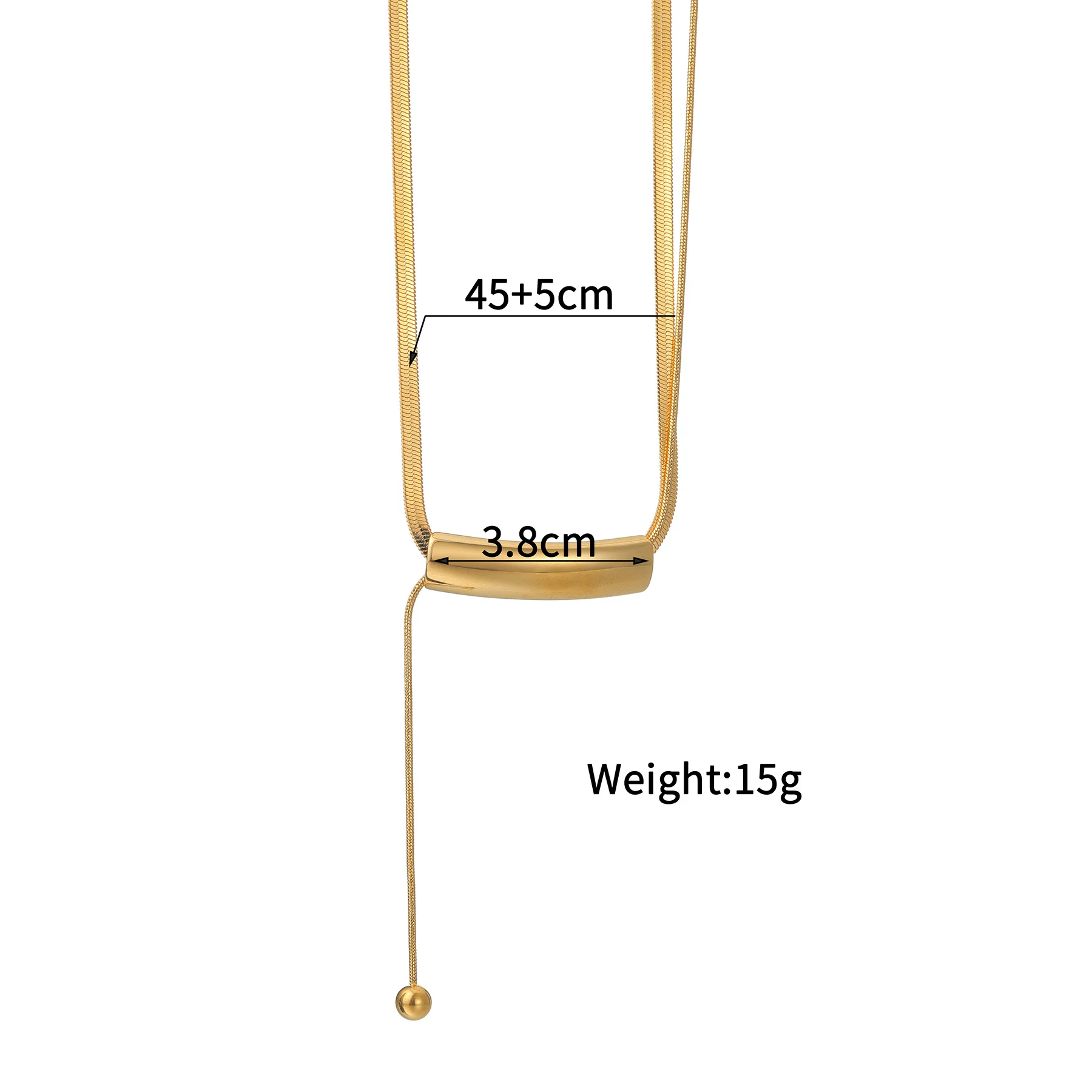 Raexrage Arc Shaped Square Tube Necklace Gold Plated Stainless Steel Bar Chain Choker for Women Mom Jewelry Birthday Gift