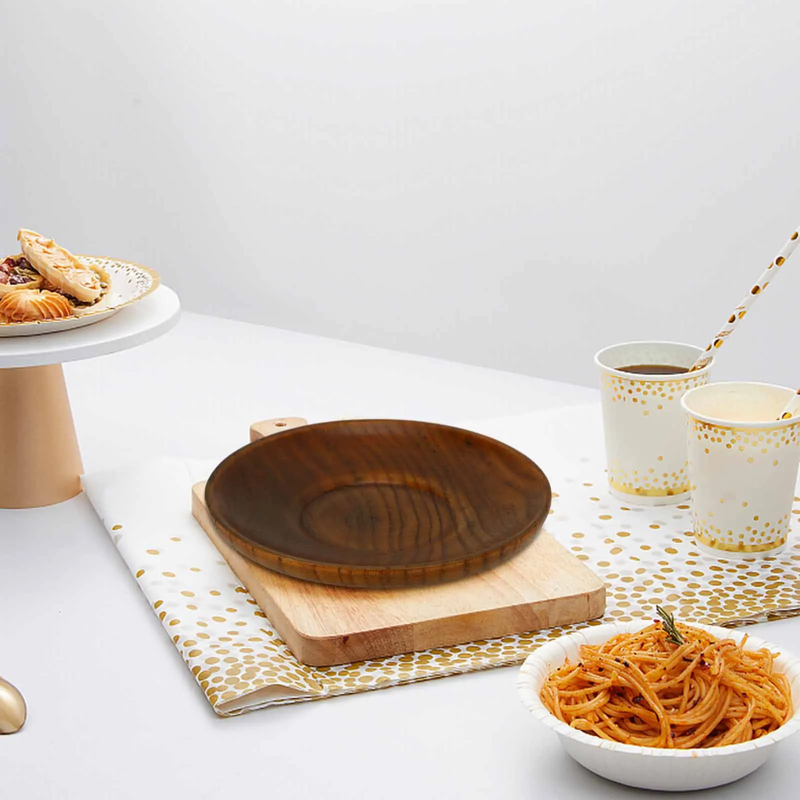 

Wood Sauce Dish Small Wooden Plate Round Shaped 12x2cm Kitchen Dipping Bowl Food Serving Plates Mini Condiments Dishes Suitable