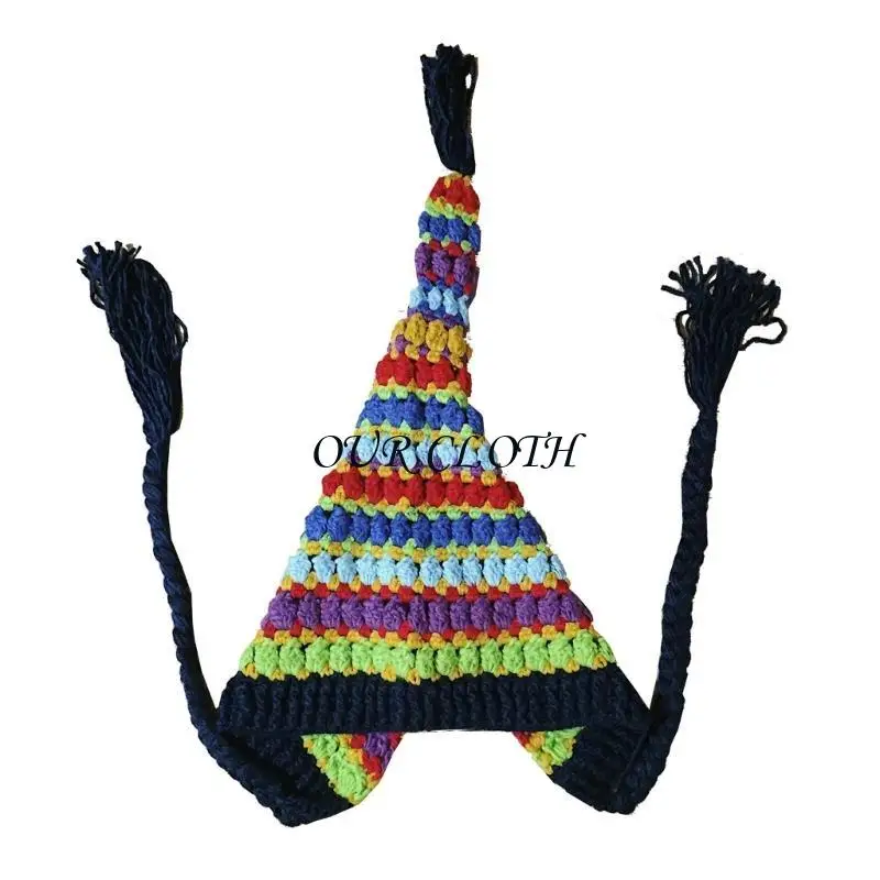 

Вязаная крючком шляпа-ведро для взрослых с широкими полями и длинным хвостом, дышащая шляпа Y1AC