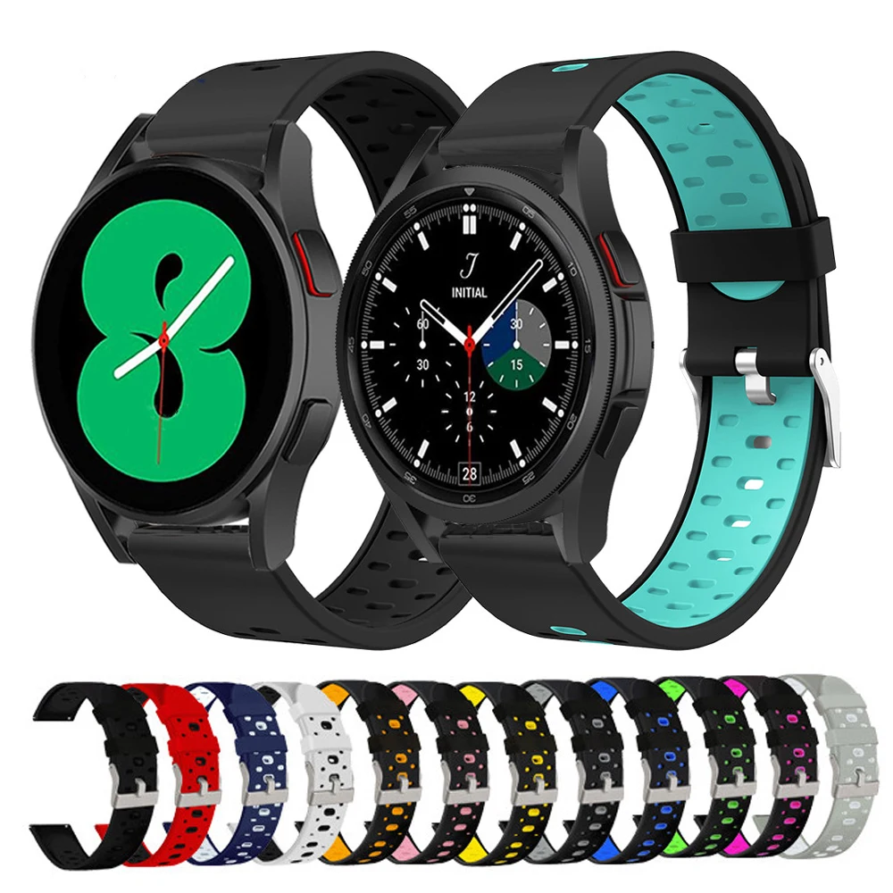 

Silicone Watchband for Samsung Galaxy Watch 4 40mm 44mm/Watch 4 Classic 42mm 46mm Strap Smartwatch Bracelet Sport 20mm Wristband