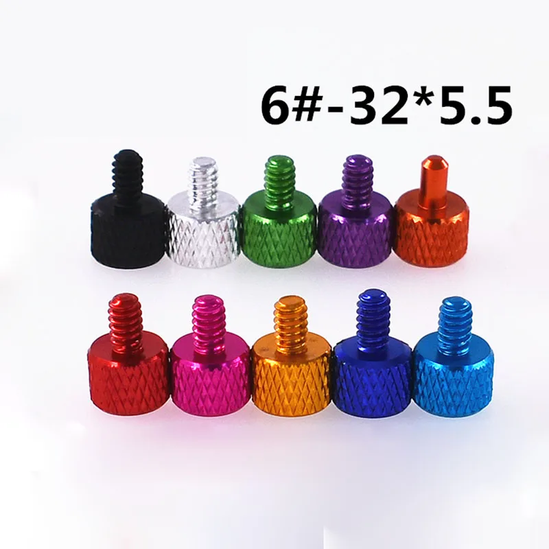 

1Pcs 6#-32*5mm Colourful Aluminum Alloy Knurled Hand Tighten Thumb Screw 10 Color Anodization American Coarse Teeth Screws