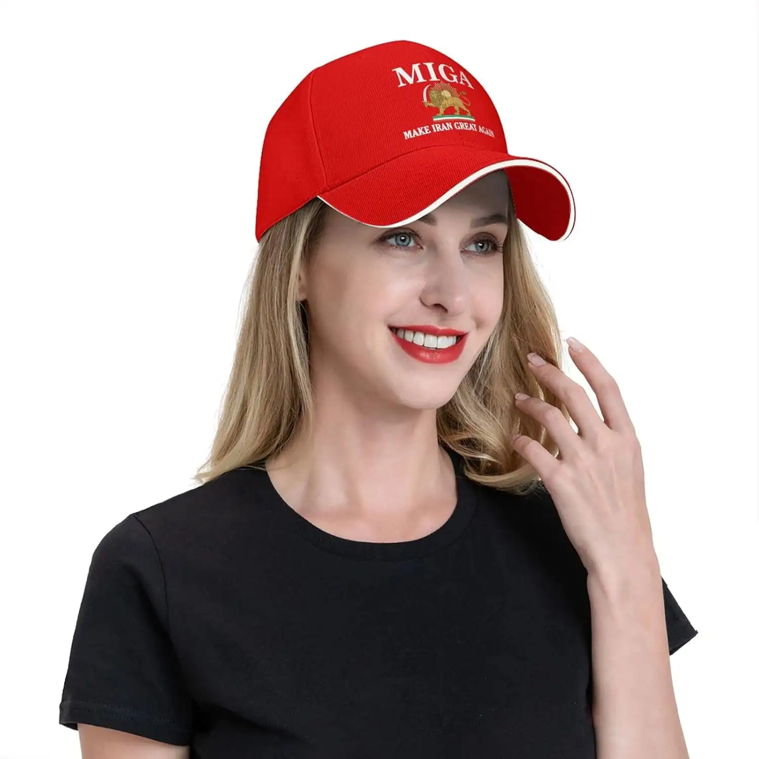 MLGA Hats Make Iran Great Again Hat Miga Hat Trucker Cap for Men Women Black P37