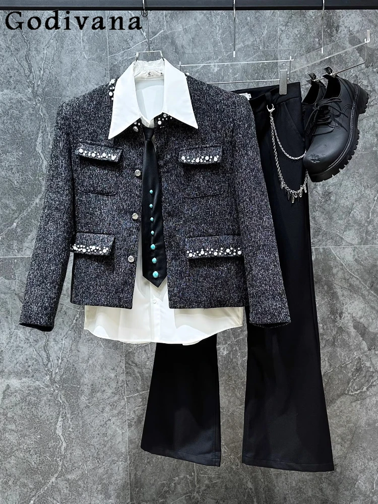 

Модная корейская свободная жемчужная красивая универсальная шикарная короткая куртка по индивидуальному заказу для мужчин весна осень ретро однотонное пальто для отдыха