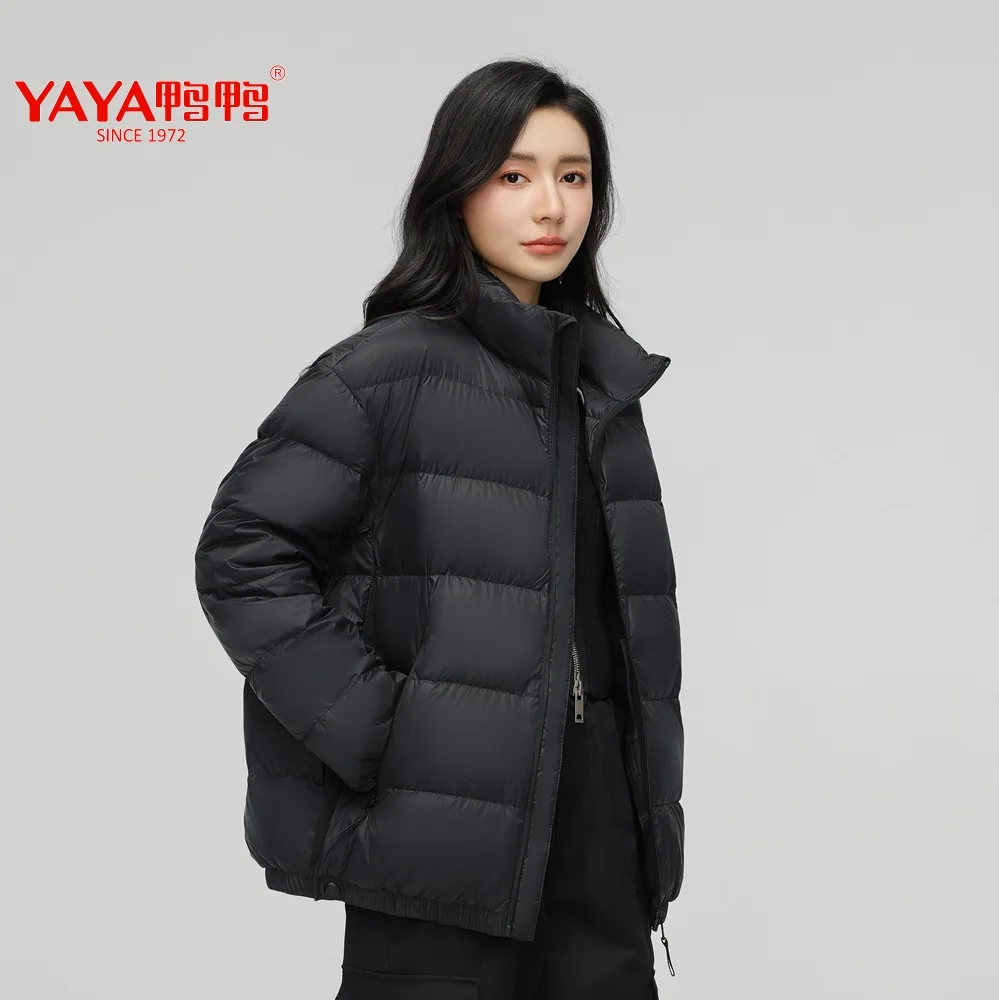 YAYA 2024 Women Man  Duck Down Jacket Casual Loose Stand-Up Collar Coat Light Easy Clothes Waterproof Windproof Warm Outwear