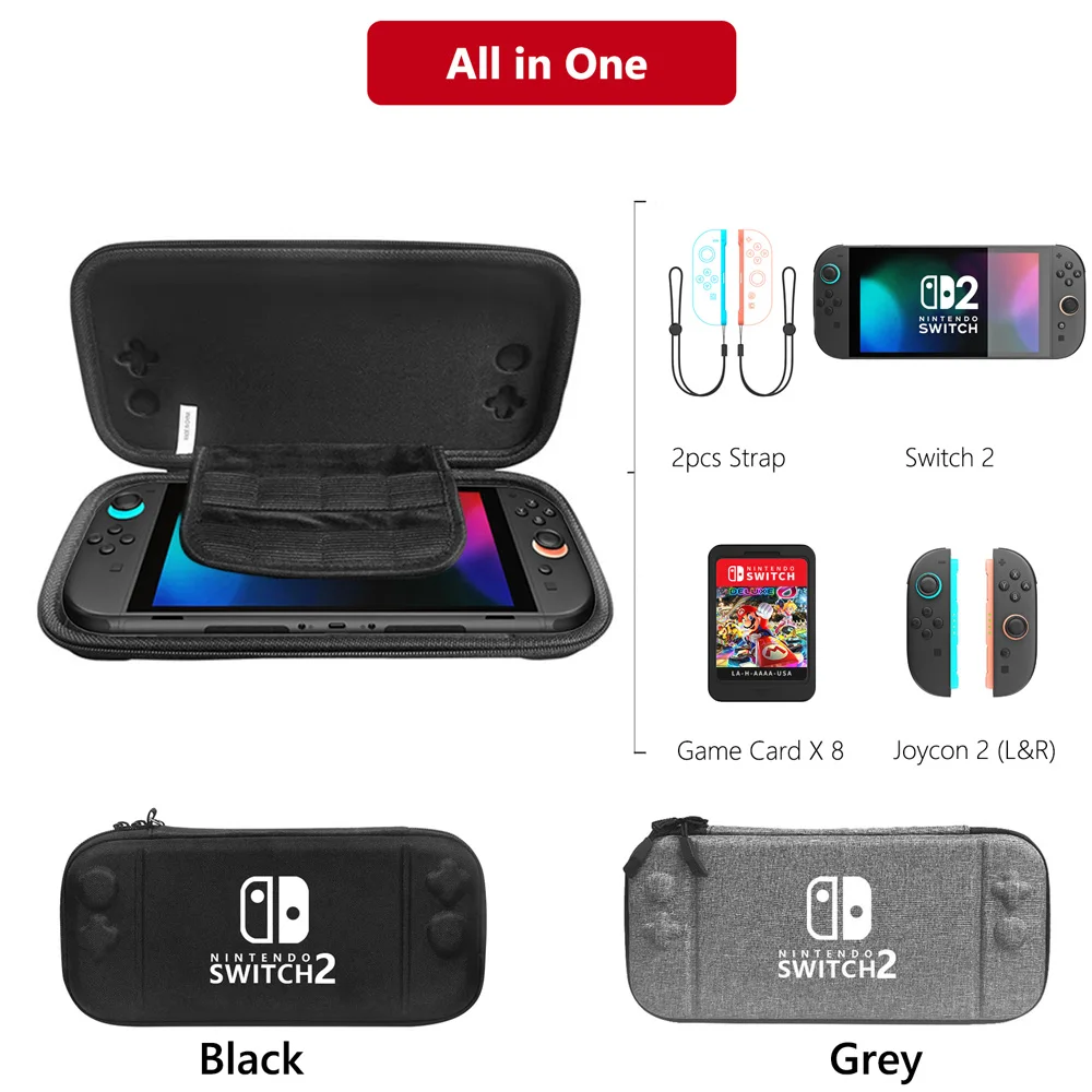 Travel Slim Carrying Case for 2025 Switch 2 Accessories, Waterproof EVA Hard Shell Protective Storage Hand Bag NS 2