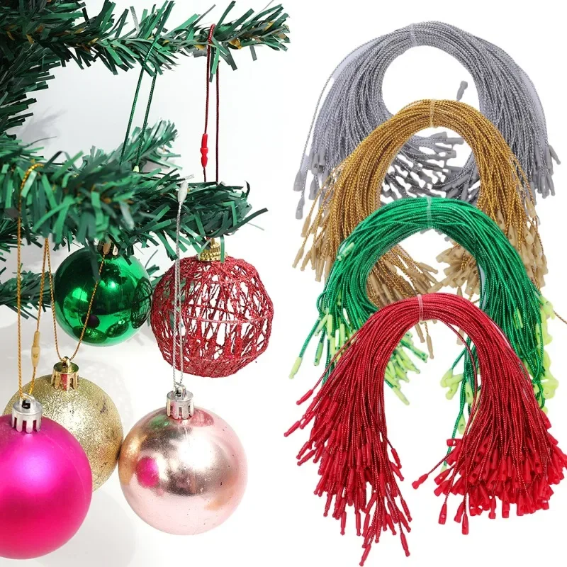 100/500x Christmas Ornaments Hanger String Ornament Hook Ropes Precut String with Snaps Locking for Xmas Ornament Hanging Decor