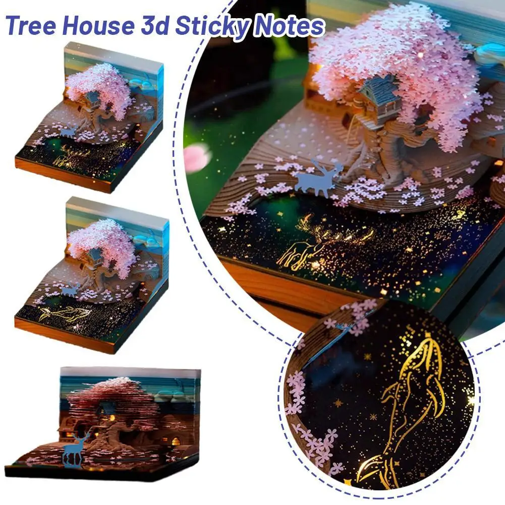 3D Sticky Notes Set Sakura Notes Self-Stick Notes Pads Convenience Stickers Papers Card Craft Original DIY Post Notes