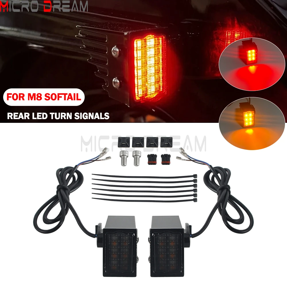 

Rear LED Turn Signals Strut Mount Brake Lights For Harley M8 Softail Street Bob Low Rider S Breakout 117 Standard Slim 2018-2024