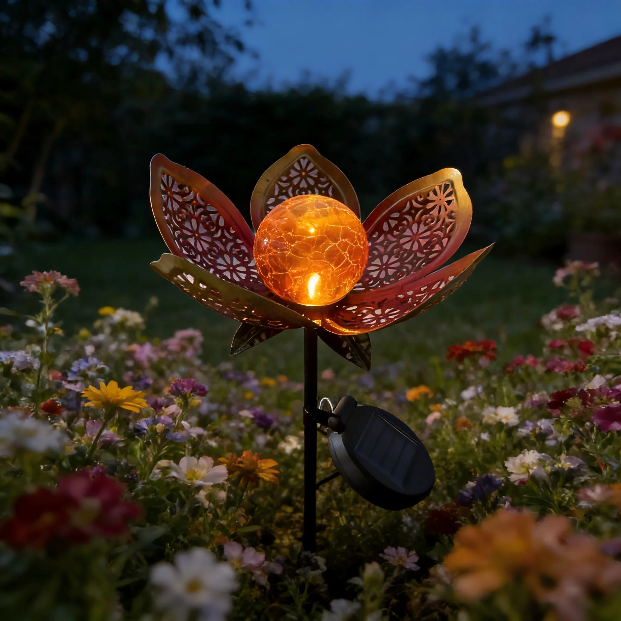Solar Powered Tulip Glass Ball Ground Insert Lights Garden Decorative Lighting Holiday Gift