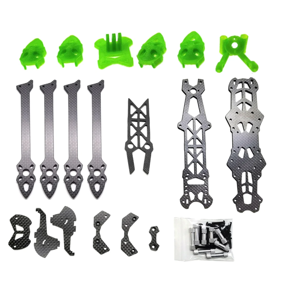 B74A For Mark4 7inch 295mm with 5mm Arm Quadcopter Frame Carbon Fiber 7 Inch FPV Freestyle RC Racing Drone Green+Carbon Fiber