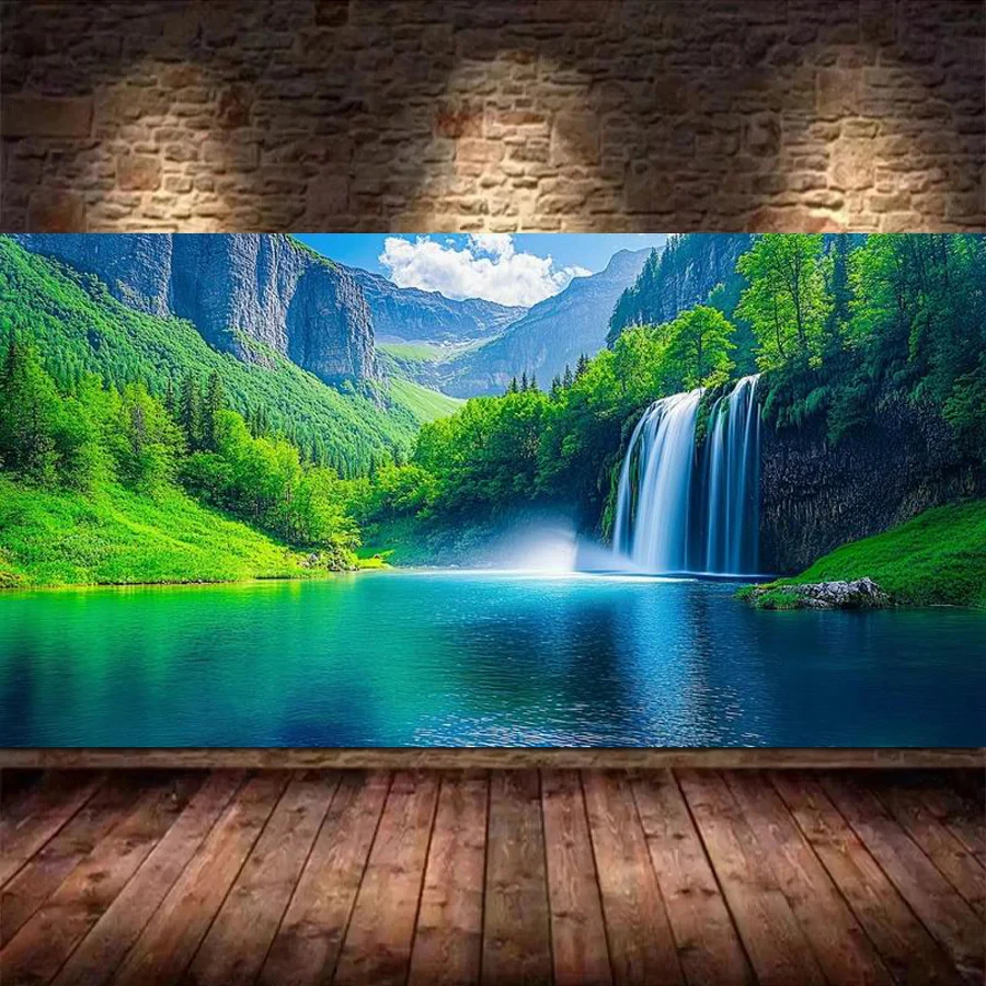 

Fullcang весенний пейзаж водопад озеро большой размер Diy наборы для алмазной живописи полная квадратная круглая дрель мозаика вышивка картина