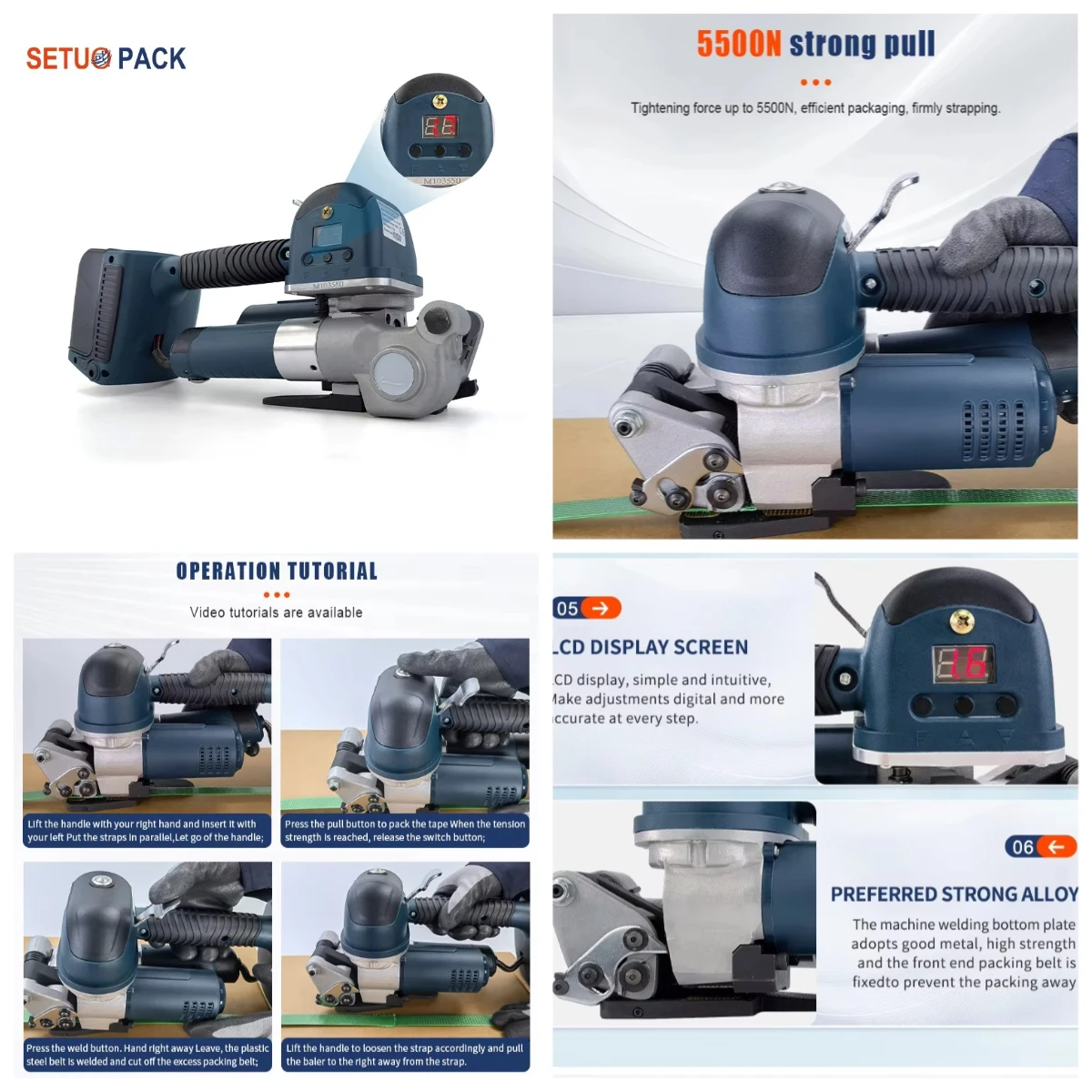 

Электрический полуавтоматический стреппинг-инструмент STLF OYPDD25A для обвязки пластиковой лентой ПП/ПЭТ, три в одном, для тяжелых грузов и транспортировки