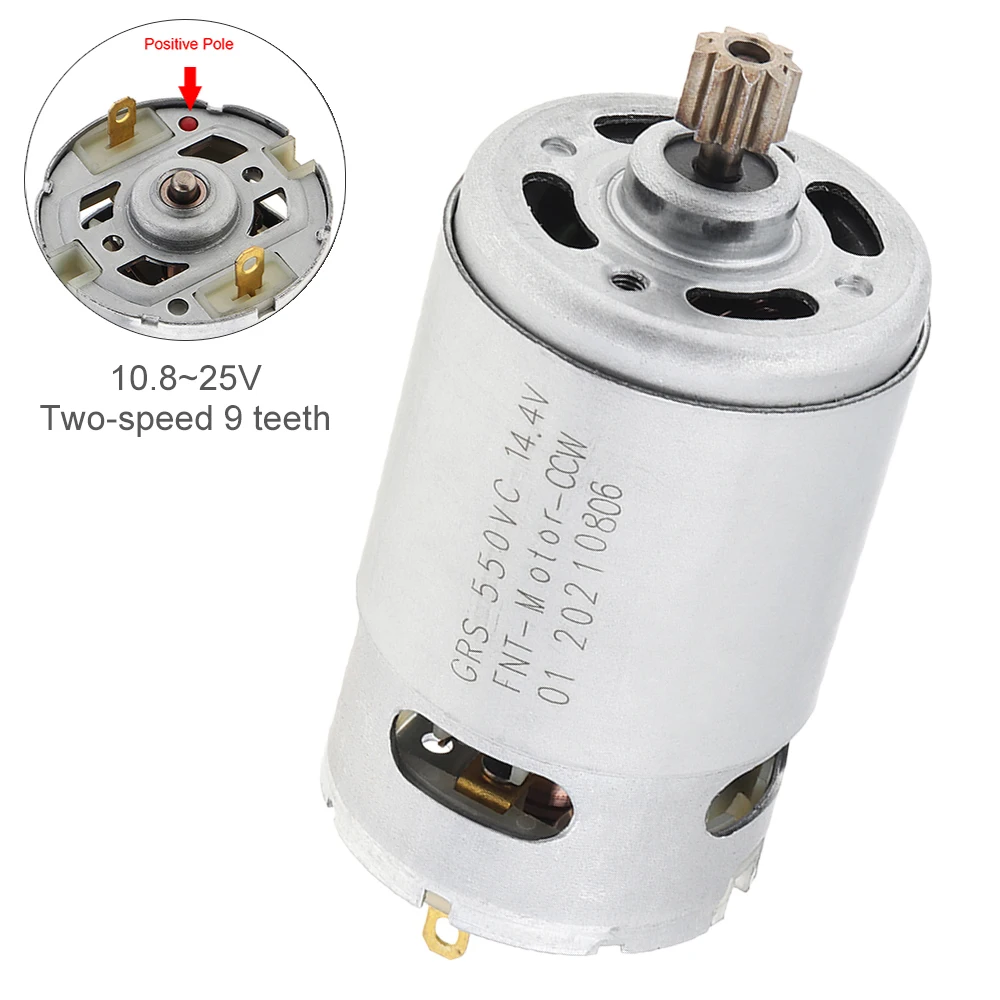 

RS550 DC Motor 9 Teeth 10.8V- 25V 19500 RPM Electric Motor High Torque Gear Box for Cordless Electric Drill Screwdriver Tools