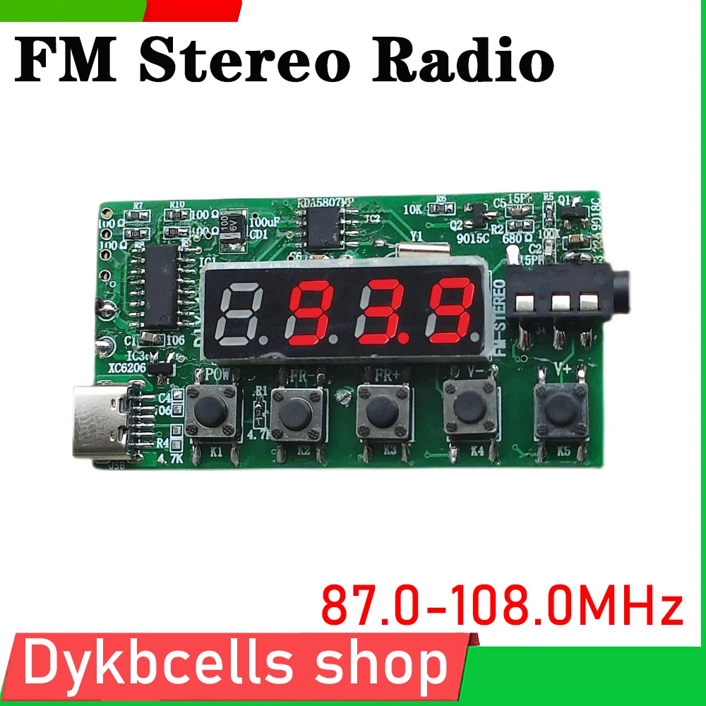 

LED Digital display 87.0-108.0MZH School Practice FM Stereo Radio Module Kit Model