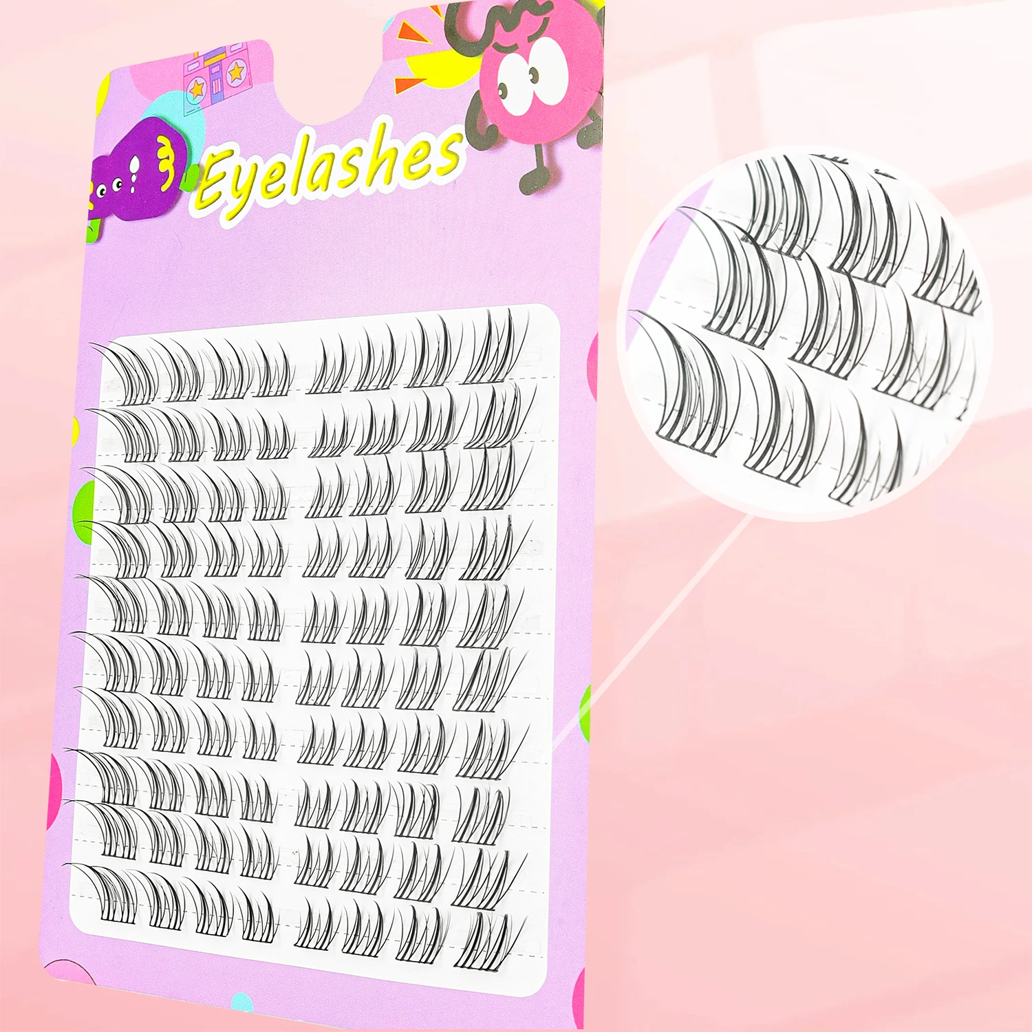 80Pcs Fox Series Slanted Flying Cartoon Eye False Eyelashes Female Group Natural Simulation New Hair Cluster