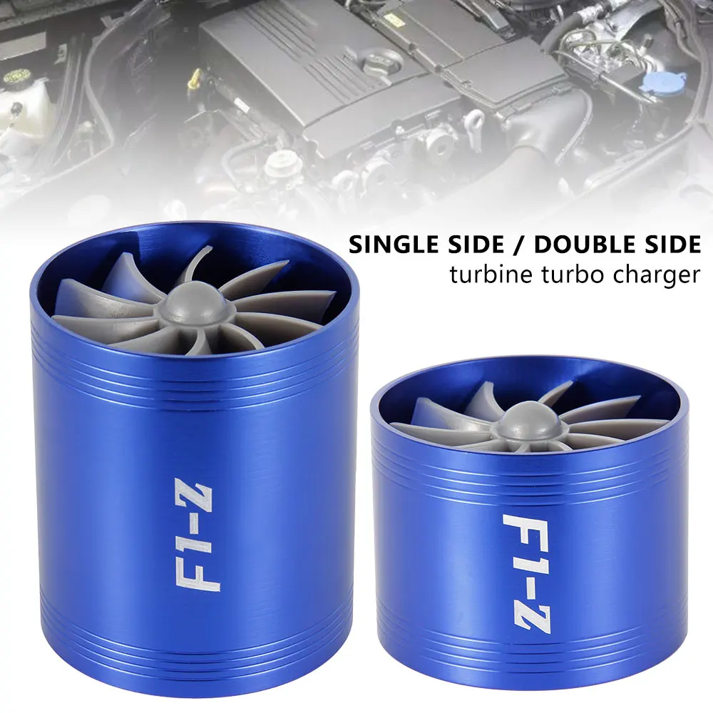 Car Turbine Supercharger F1-Z Turbo Charger Single Double Air Filter Intake Fan Fuel Gas Saver Kit Auto Replacement Part