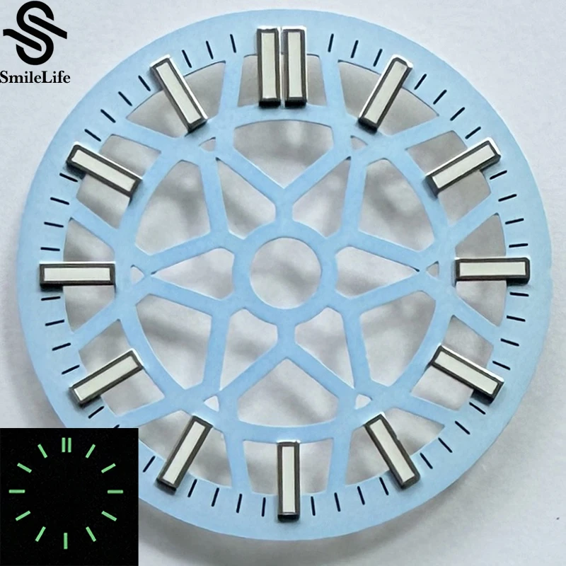 SmileLife الأخضر مضيئة 28.5 مللي متر ساعة جوفاء الهاتفي استبدال لحركة NH35/NH36/NH70 تعديل أجزاء الساعات اكسسوارات