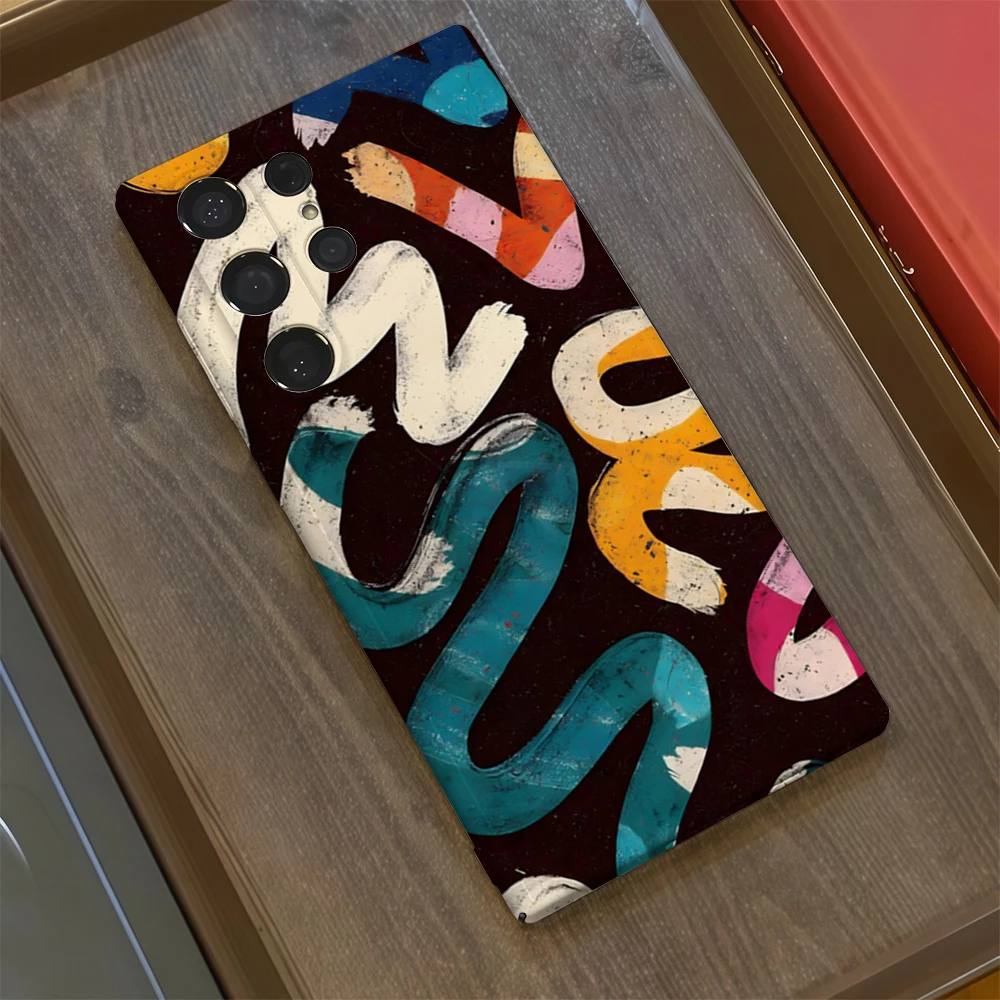 حافظة هاتف بنمط فرشاة ملونة لهاتف سامسونج جالاكسي S25 Ultra S24 S23 Ultra Plus غطاء خلفي لامع بطبقة مزدوجة #3