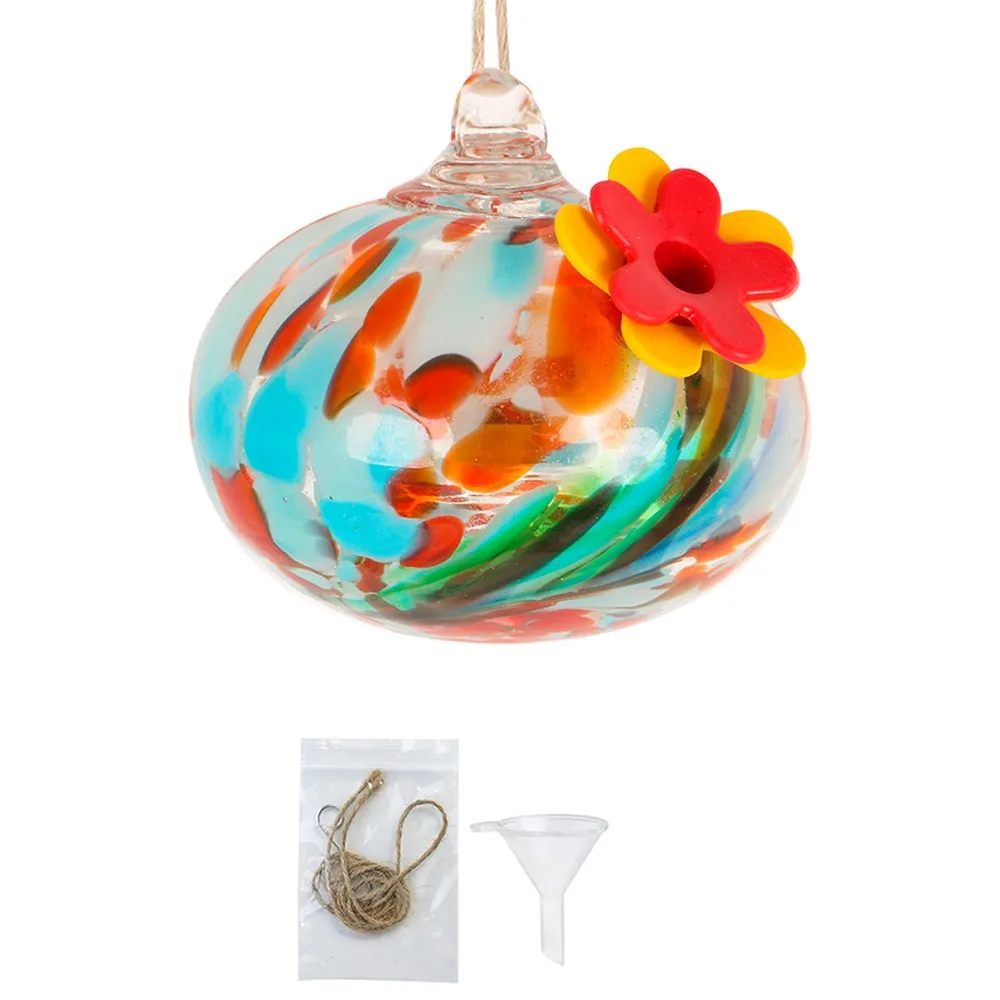 

Durable Droplet Shaped Hummingbird Feeder Glass Ball Hanging Bird Automatic Feeder Practical Bird Feeder For Window