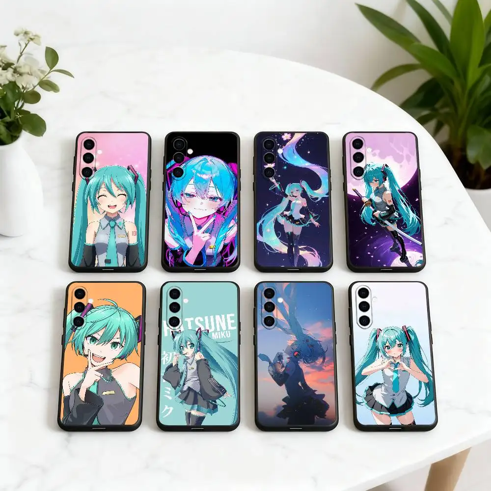 

Anime cute M-MIKU Phone Case For Samsung Galaxy A73,A72,A71,A70,A53,A52,A51,Others Soft Black Cover