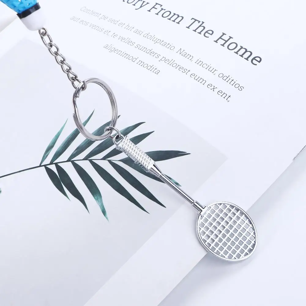 Cute Colorful Charm Mini Gifts Sports Fashion Key Ring Keyfob Key Holder Badminton Pendant Keyring Badminton Racket Key Chain