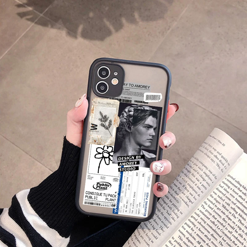 Retro Label Popular Barcode Cellphone Bumper Matte Phone Case For iphone 11 12 13 14 15 16 Pro Max 15 16 Plus X XR couples Case