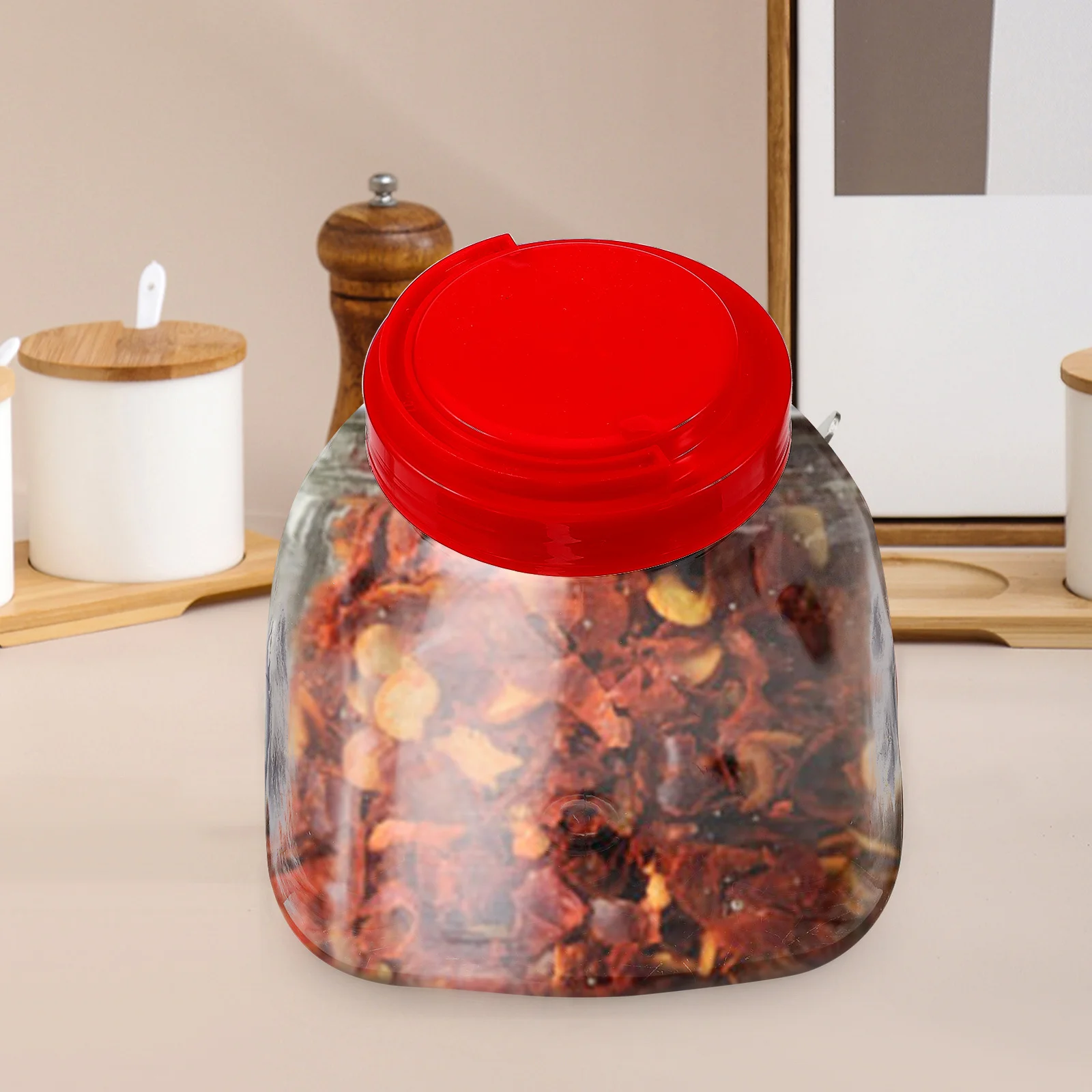 

Transparent Candy Jars Lids Clear Plastic Storage Container 1500ml Wide Mouth Candy Display Container Kitchen Countertop Jar