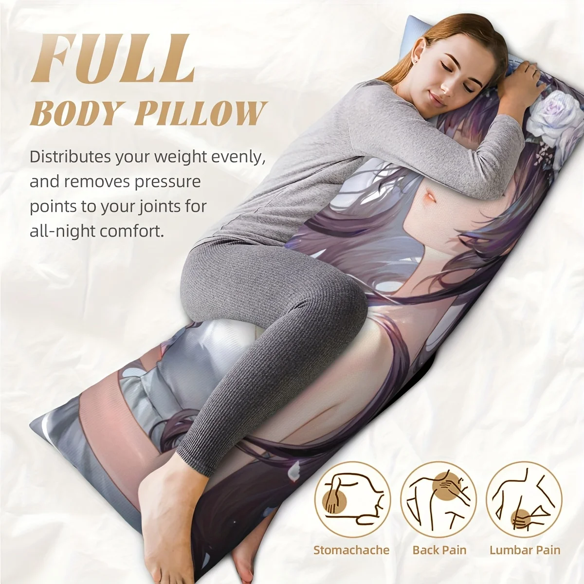 1 customized photo body pillowcase 50.8x137.16cm long double-sided printing, double-sided zipper closure, machine washable perso